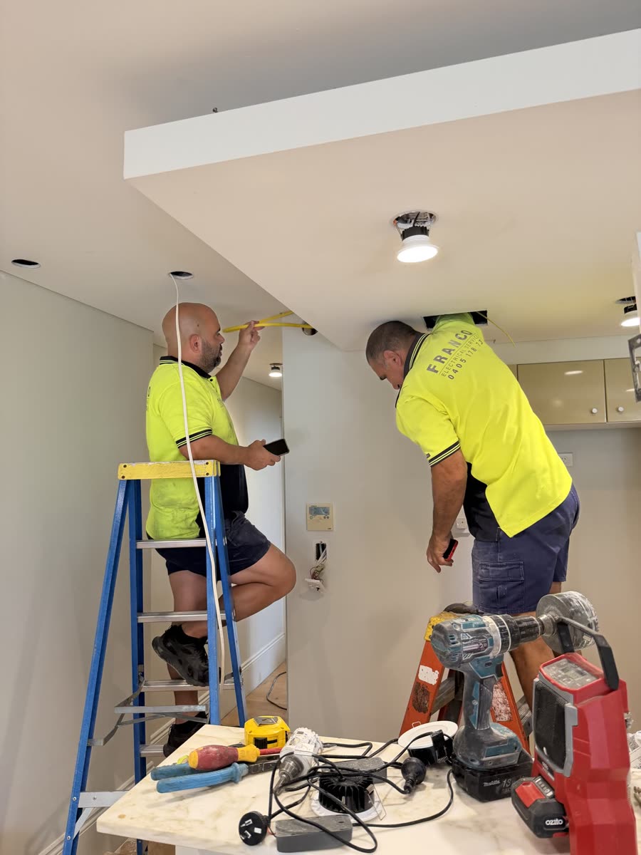 Ceiling lighting fit-out in progress