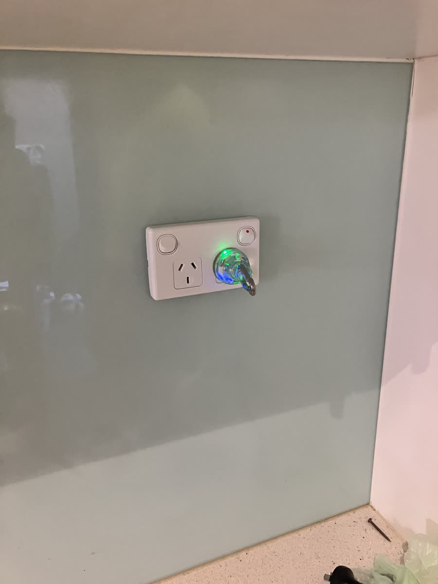 New power point installed on a rendered wall